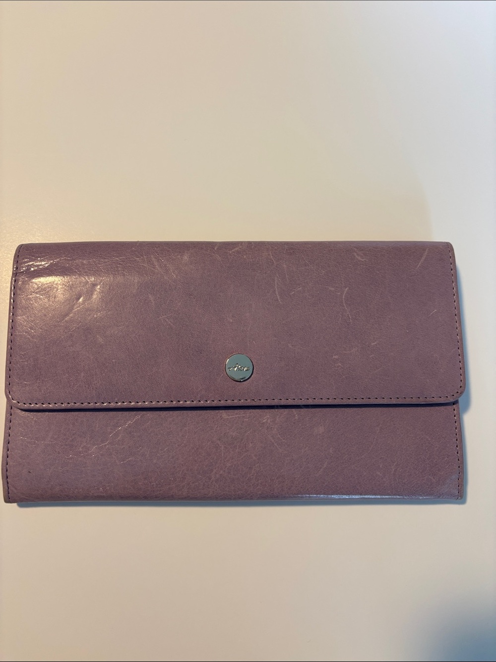 Abas Purple Leather Wallet Clutch